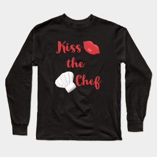 Kiss the Chef (Black with Red Letters) Long Sleeve T-Shirt